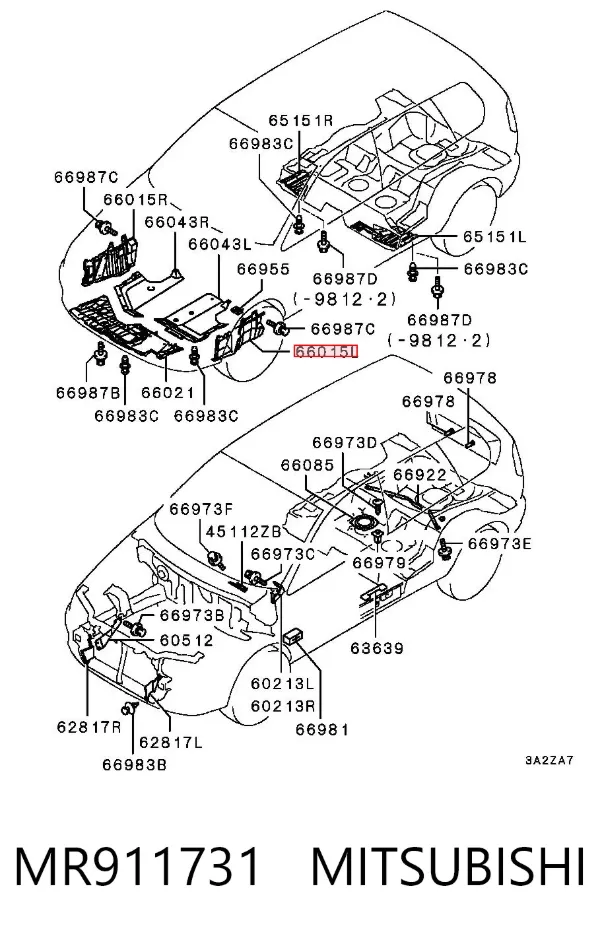 Proteção de motor esquerdo MR911731 Mitsubishi