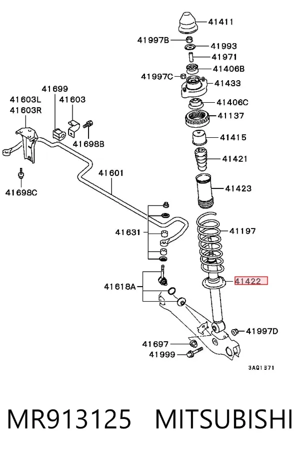 Amortecedor traseiro MR913125 Mitsubishi