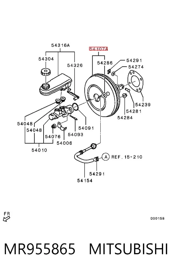 Reforçador dos freios a vácuo MR955865 Mitsubishi