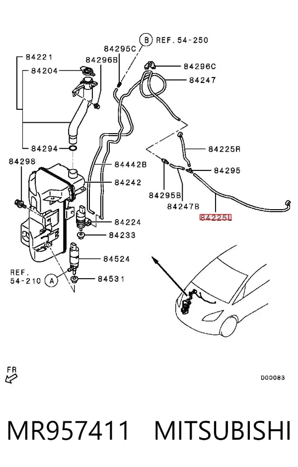 Injetor de fluido para lavador de pára-brisas MR957411 Mitsubishi