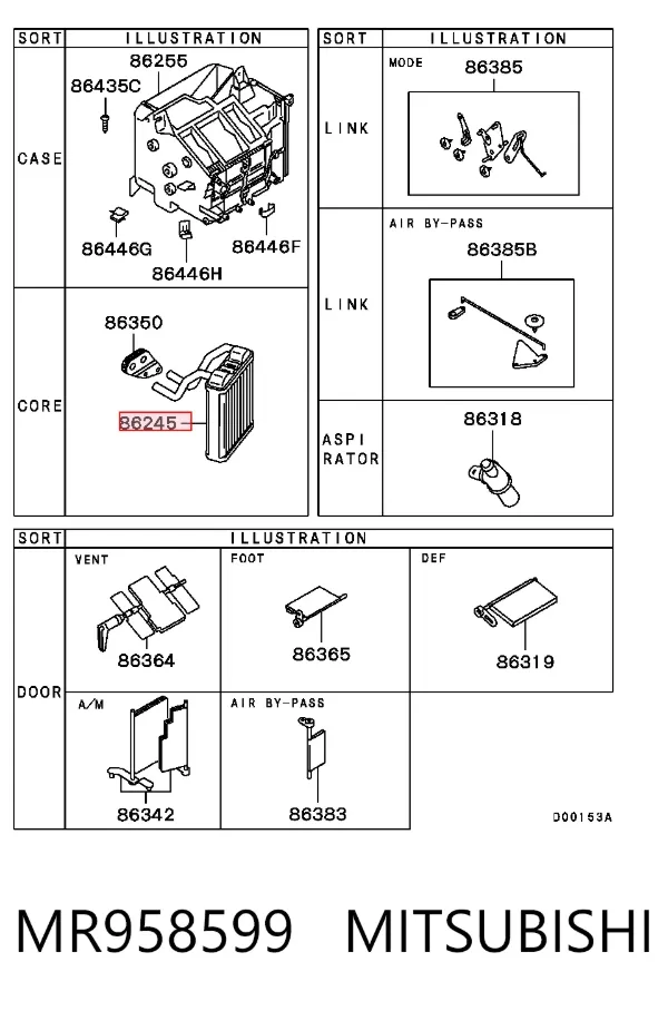 Radiador de forno (de aquecedor) MR958599 Mitsubishi