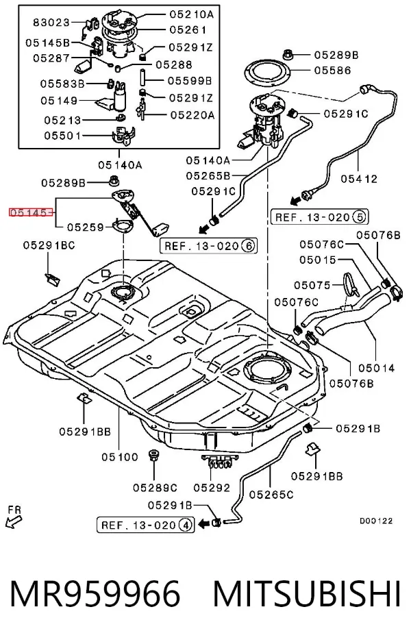 Sensor do nível de combustível no tanque Mitsubishi Grandis NAW