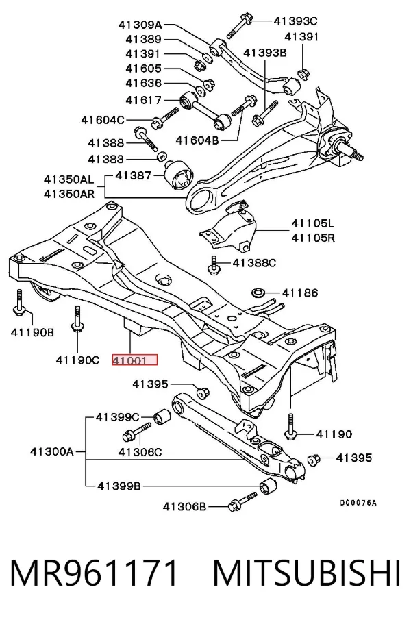 Viga de suspensão traseira (plataforma veicular) MR961171 Mitsubishi