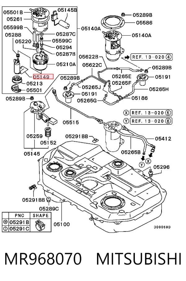 Elemento de turbina da bomba de combustível MR968070 Mitsubishi