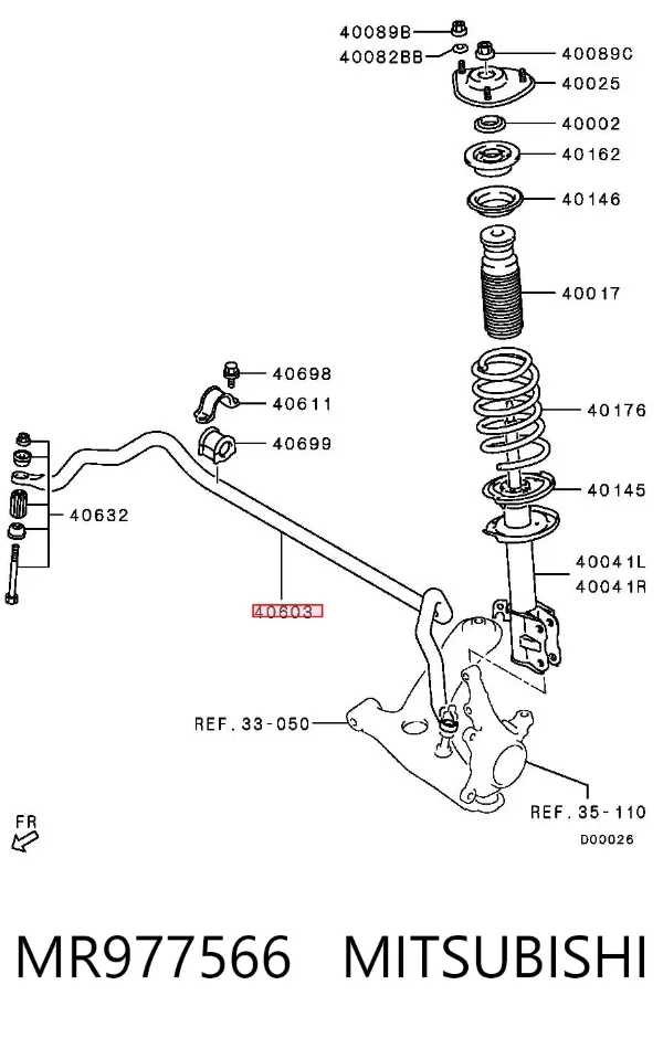 Estabilizador dianteiro MR977566 Mitsubishi