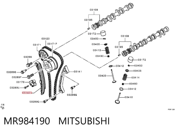 Sapato de reguladora de tensão da cadeia do mecanismo de distribuição de gás MR984190 Mitsubishi