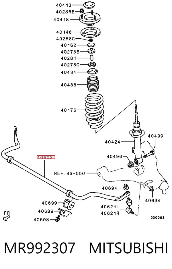 Estabilizador dianteiro MR992307 Mitsubishi