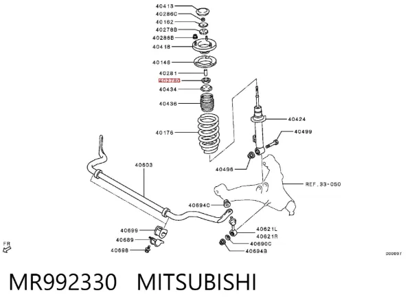 Bucha da haste de amortecedor dianteiro MR992330 Mitsubishi