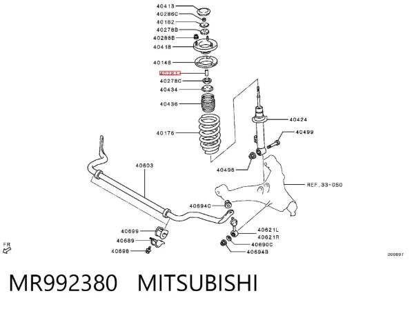 Bucha da haste de amortecedor dianteiro MR992380 Mitsubishi