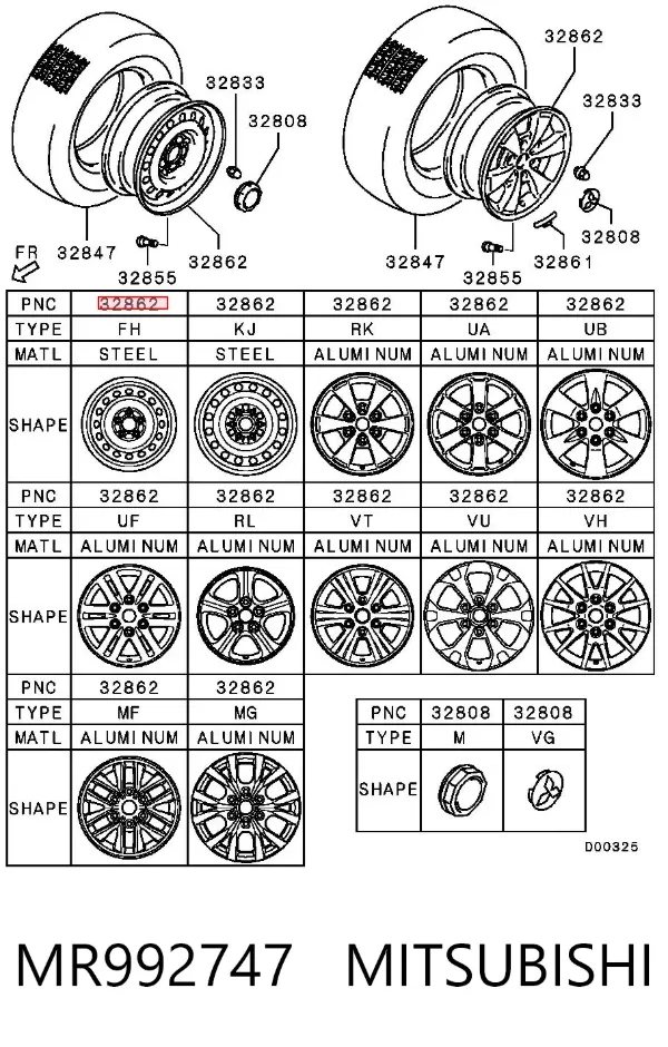 Discos de roda de aço (estampados) MR992747 Mitsubishi