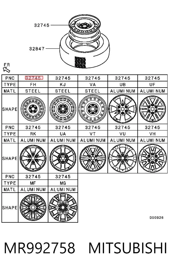Discos de roda de aço (estampados) MR992758 Mitsubishi