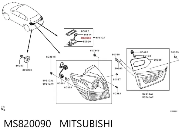 Lâmpada de quebra-luz de iluminação de salão/de cabina MS820090 Mitsubishi