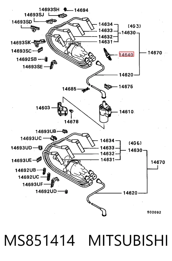 Vela de ignição MS851414 Mitsubishi