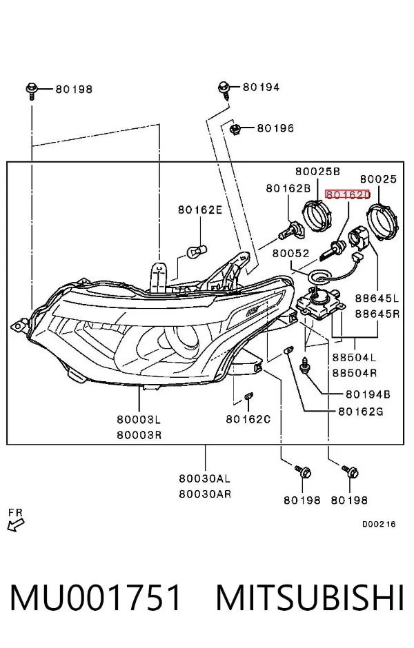 Lâmpada de xénon MU001751 Mitsubishi