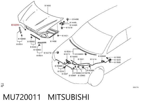 Pára-choque (grade de proteção) de tampa de porta-malas (de 3ª/5ª porta traseira) MU720011 Mitsubishi