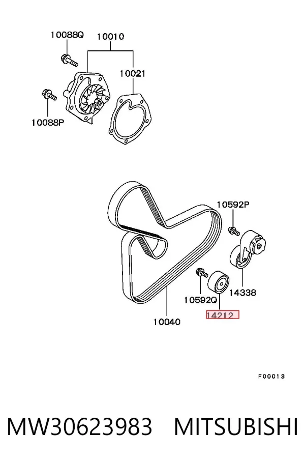 Rolo parasita da correia de transmissão MW30623983 Mitsubishi