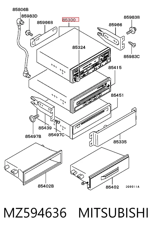 Aparelhagem de som (rádio AM/FM) MZ594636 Mitsubishi