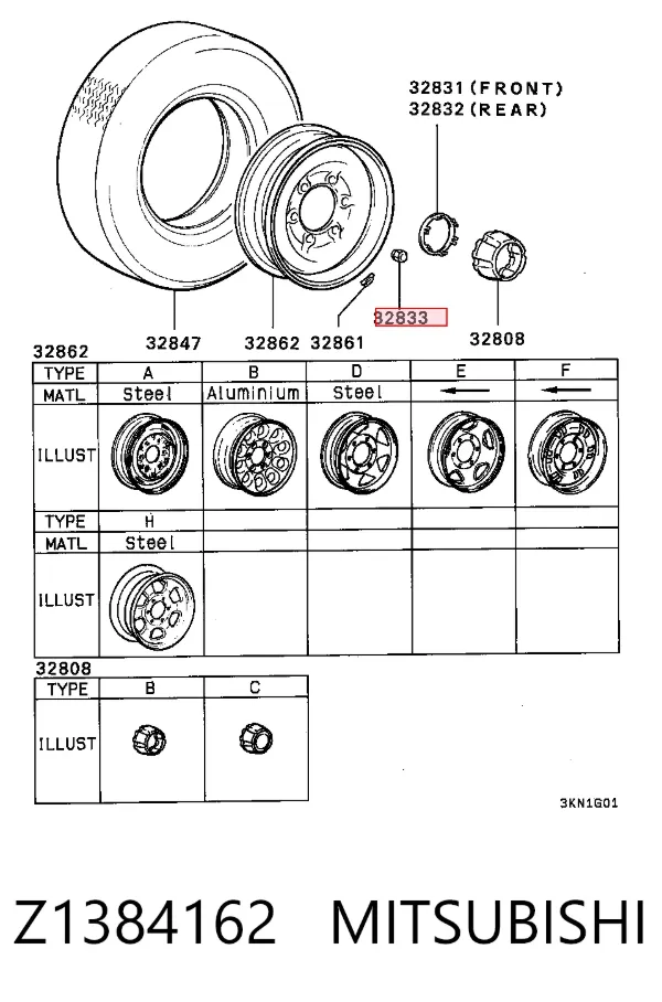Porca de roda Z1384162 Mitsubishi