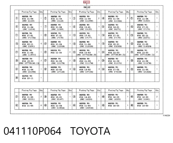 Kit de vedantes de motor completo 041110P064 Toyota