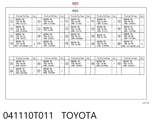 Kit de vedantes de motor completo 041110T011 Toyota