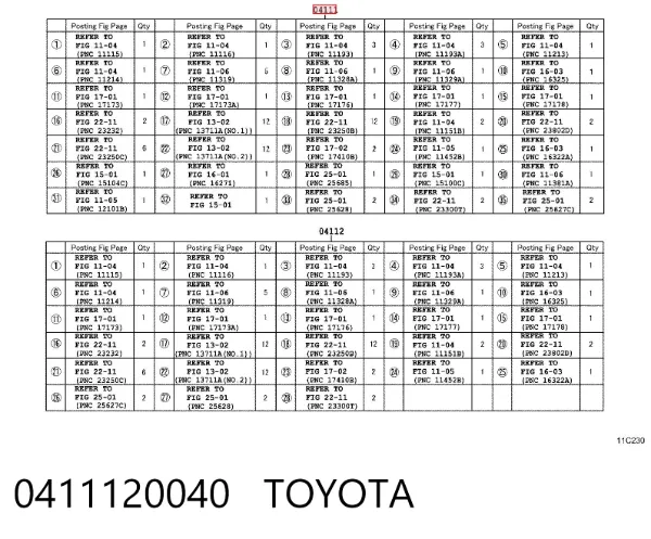 Kit de vedantes de motor completo Toyota Camry IV