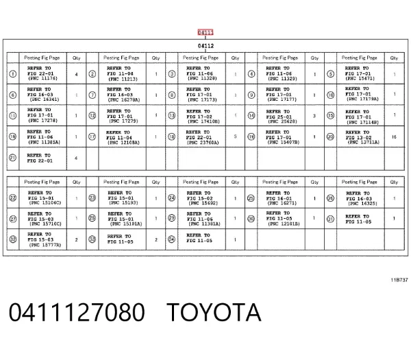 Kit de vedantes de motor completo 0411127080 Toyota