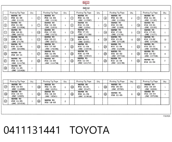 Kit de vedantes de motor completo 0411131441 Toyota