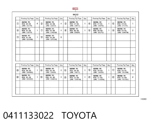 Kit de vedantes de motor completo 0411133022 Toyota