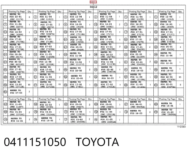 Kit de vedantes de motor completo 0411151050 Toyota