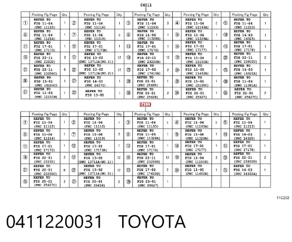 Kit superior de vedantes de motor 0411220031 Toyota