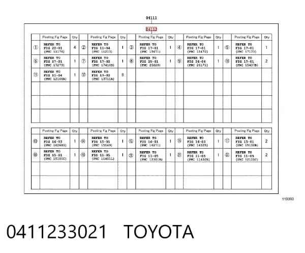 Kit superior de vedantes de motor 0411233021 Toyota