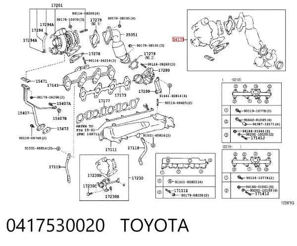 Vedante de turbina, kit de montagem 0417530020 Toyota