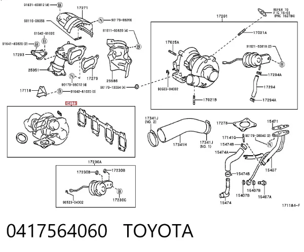 Vedante de turbina, kit de montagem 0417564060 Toyota