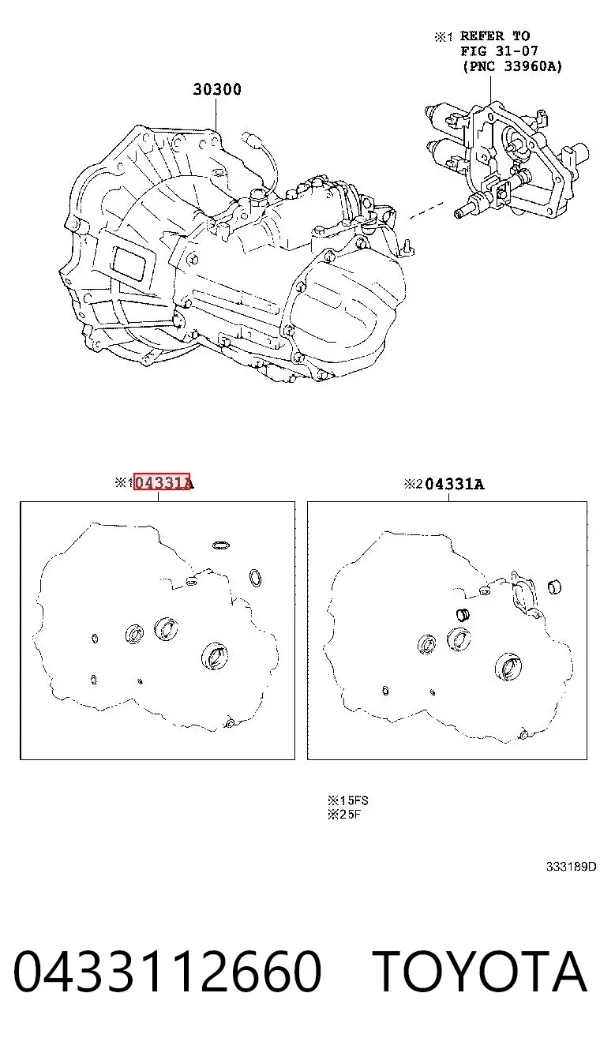 Kit de reparação da Caixa de Mudança 0433112660 Toyota
