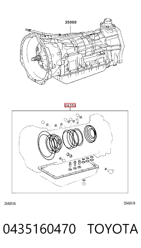 Kit de reparação da Caixa Automática de Mudança 0435160470 Toyota