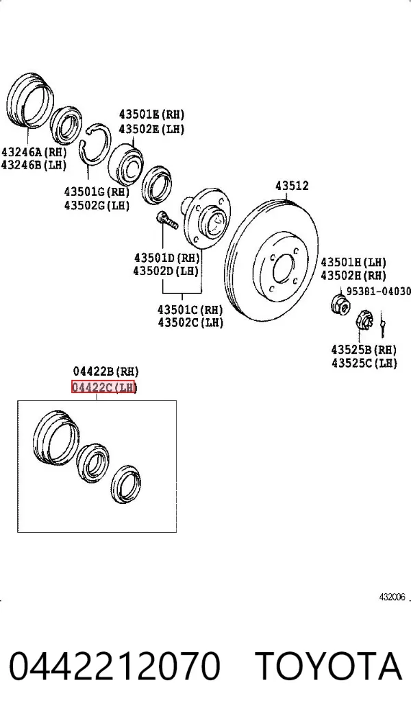 Bucim de cubo dianteiro 0442212070 Toyota