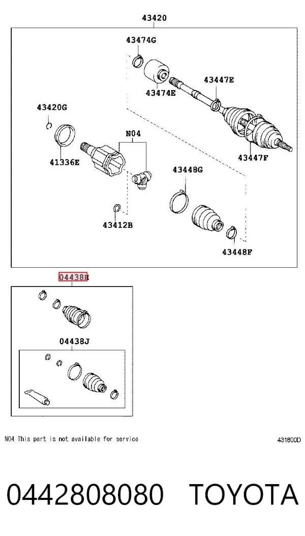 Bota de proteção externa esquerda de junta homocinética 0442808080 Toyota