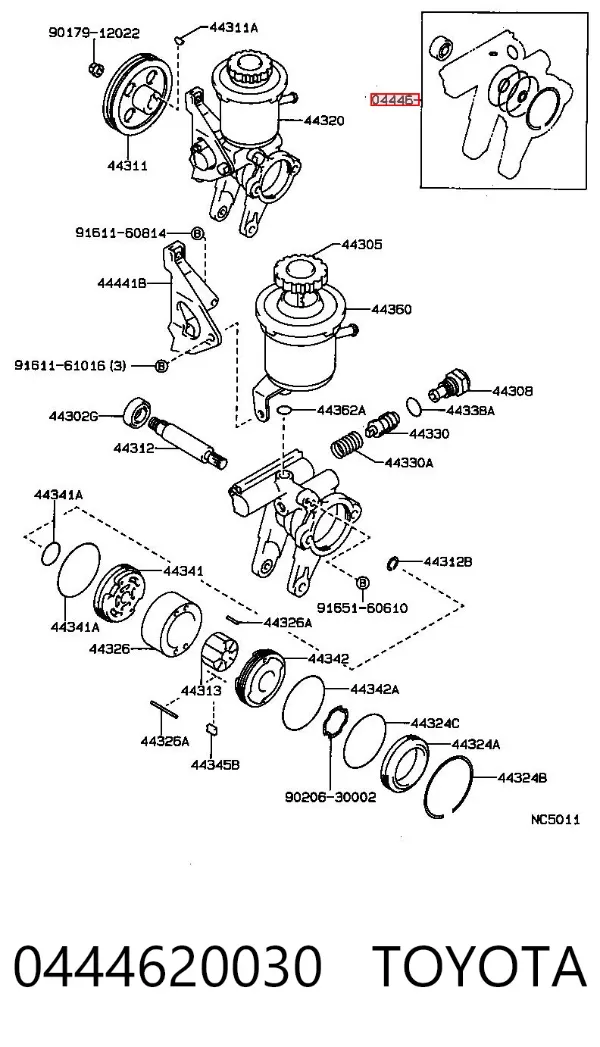 Kit de reparação da bomba da Direção hidrâulica assistida 0444620030 Toyota