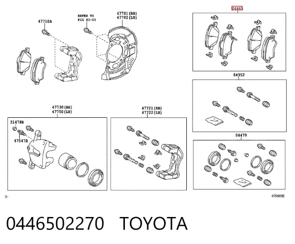 Sapatas do freio dianteiras de disco 0446502270 Toyota
