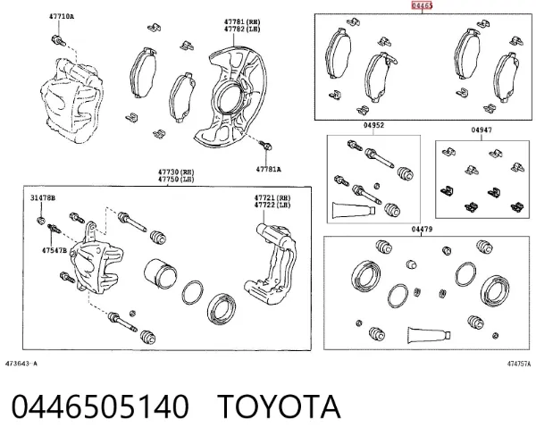 Sapatas do freio dianteiras de disco 0446505140 Toyota