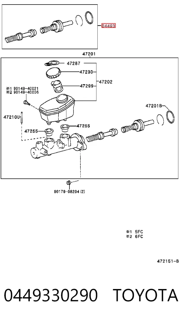 Kit de reparação de cilindro mestre do freio 0449330290 Toyota