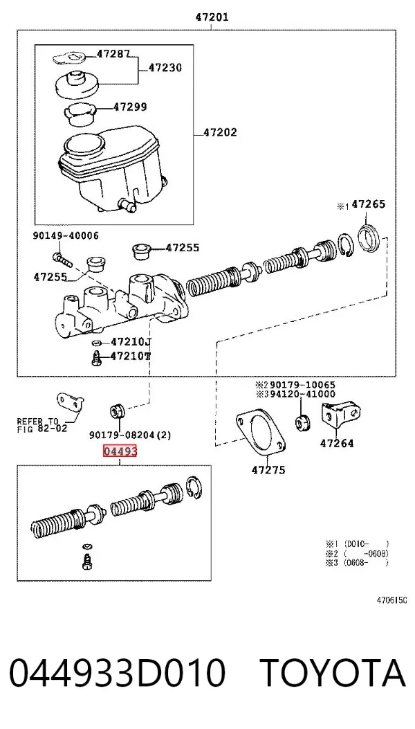 Kit de reparação de cilindro mestre do freio 044933D010 Toyota