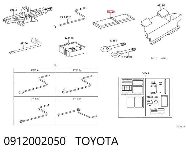 Kit de ferramentas 0912002050 Toyota