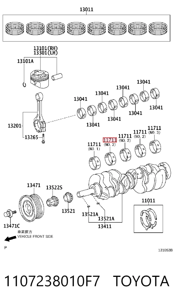 Folhas inseridas principais de cambota, kit, padrão (STD) 1107238010F7 Toyota