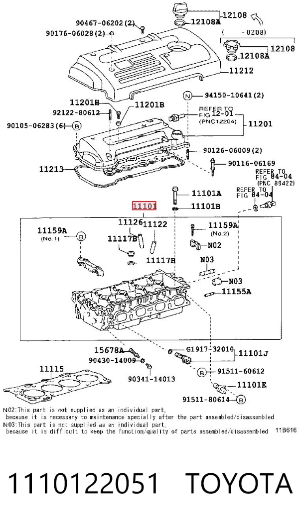 Cabeça de motor (CBC) 1110122051 Toyota