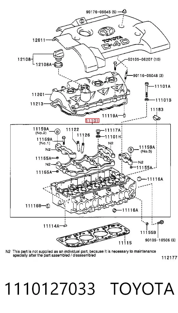 Cabeça de motor (CBC) 1110127033 Toyota