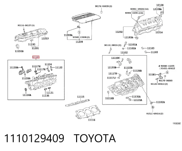 Cabeça de motor (CBC) direita 1110129409 Toyota