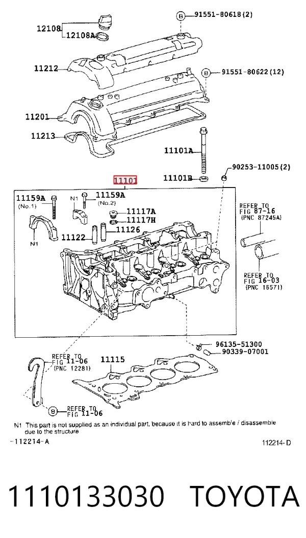 Cabeça de motor (CBC) 1110133030 Toyota