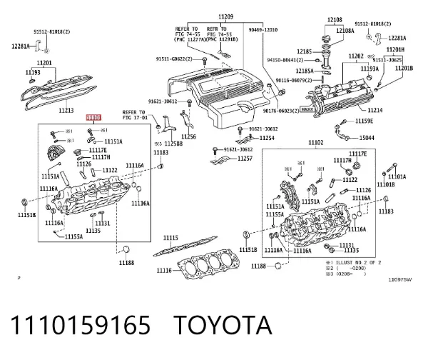 Cabeça de motor (CBC) direita 1110159165 Toyota