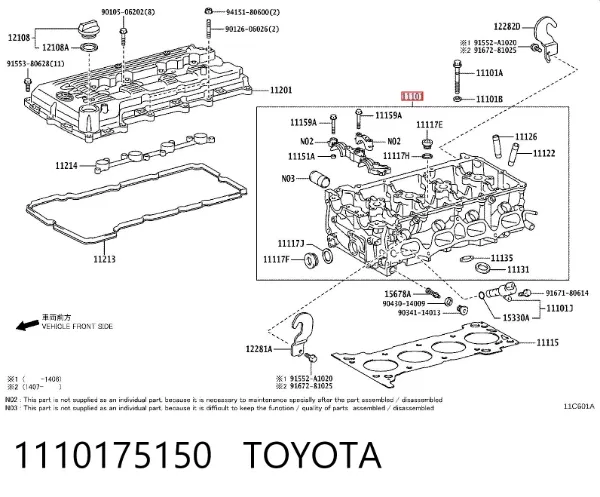Cabeça de motor (CBC) 1110175150 Toyota